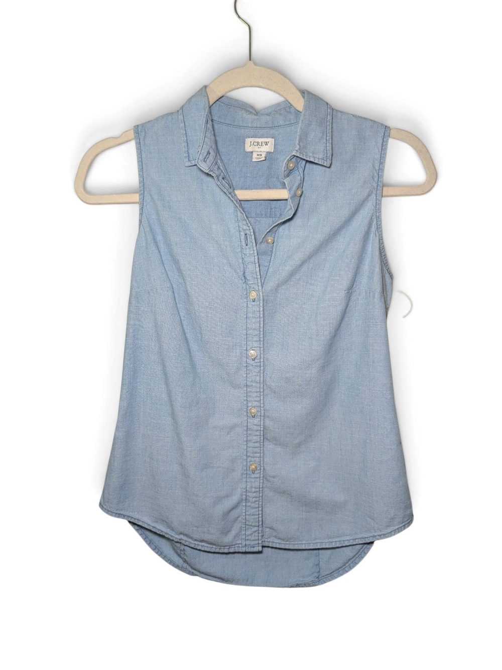 J. Crew Light Blue Sleeveless Chambray Button-Down Shirt